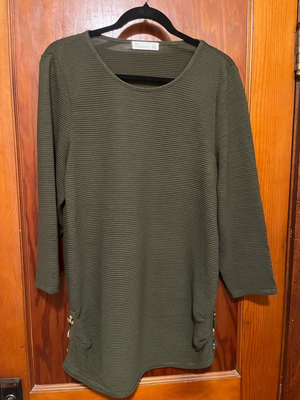 89th & Madison Olive Green Ribbed Long Sleeve Tunic